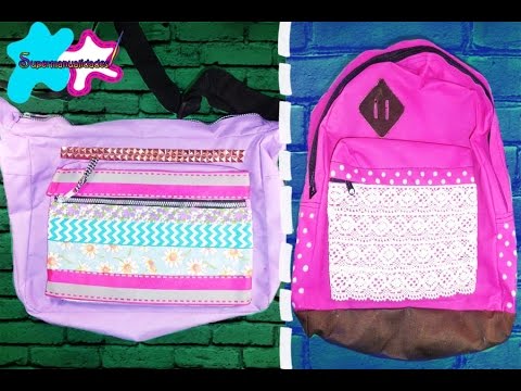 DECORA TUS MOCHILAS ESCOLARES (2 Ideas Fáciles) SUPERMANUALIDADES - YouTube