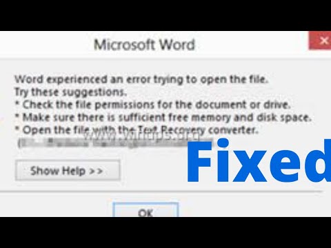 How To Fix Word Experienced An Error Trying To Open The File