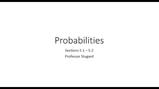 Statistics - Chapter 5: Part 1