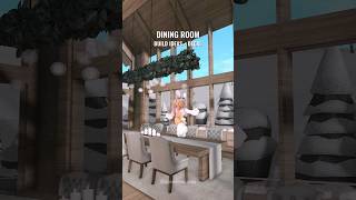 Bloxburg modern rustic house dining area, plant chandelier, candle, decal build ideas ❄️ #bloxburg