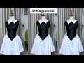 How to cut and sew this stylish dress with a basque waistline and collar