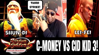 VF5US- C-MONEY VS CID KID 3! (Virtua Fighter 5: Ultimate Showdown)- Shun Di VS Lei Fei Matches, FGC.