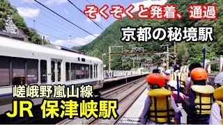 ぞくぞくと列車が発着😆京都の秘境駅　JR嵯峨野線保津峡駅