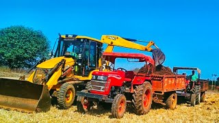 Jcb 3dx plus eco xpert Full Mud with powertrack 439 Mahindra 575  trolley loading video| jcb video