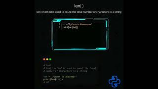 len( ) method for string | python tutorial #shorts #python #pythonprogramming