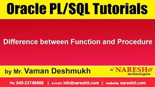 Oracle PL/SQL Tutorials | Difference between Function and Procedure | Mr.Vaman Deshmukh