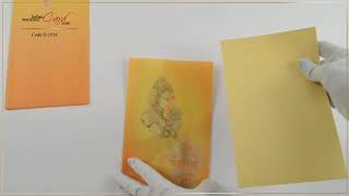 D-1516, Yellow Color, Light Weight Cards, Hindu Cards,  Wedding Cards, Hindu Wedding Invitations