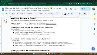Milestone #4, Assignment #2 - Interview Project Reflection Writing, Directions Video