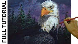 Tutorial : Acrylic Painting Landscape / Portrait of an Eagle / JMLisondra