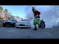 grinchzilla 🐉 the grinch does a burnout with a skyline gtr