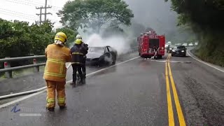 蘇花公路火燒車 消防救援幸無人傷