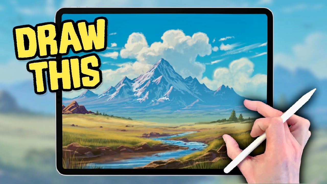 Procreate Landscape Drawing Tutorial In Easy Steps Mountain River Procreate Landscape Drawing Tutorial In Easy Steps Mountain River