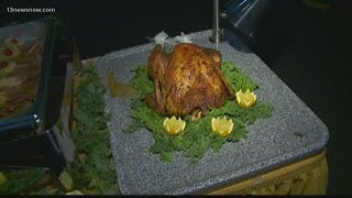 Sailors aboard USS Abraham Lincoln getting home cooked meal for Thanksgiving
