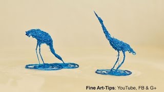 How to Draw a Heron in 3D - Real 3D Doodling - Stork - Sculpture