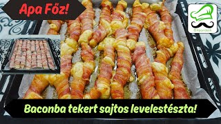 Baconbe tekert sajtos leveles tészta! @Apavideokmódra. Úristen!EZ nagyon finom ;) Egyszerű, laktató!