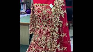 @sakshisindhi Pakistani Red Bridal embroidered gown #shorts #bridal #wedding #gown