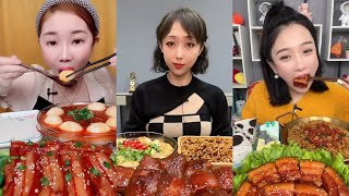 Soft Boil Egg's and Spicy Braised Pork Belly with Spicy Noodles Eating Mukbang | Eating Sounds