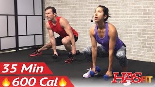 35 Min HIIT Workout for Fat Loss - Home HIIT Workout with Weights - High Intensity Interval Training