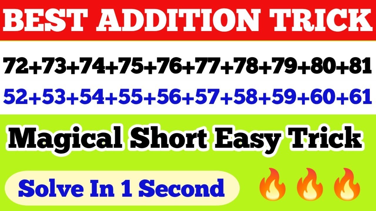Addition Trick Maths Trick Best Trick For Addition Short And