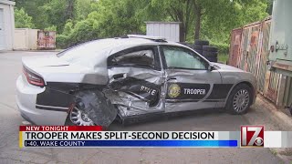 NC trooper talks about crashing to stop wrong-way driver