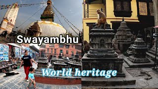 Swayambhunath  Stupa World Heritage Kathmandu in Nepal स्वयम्भू स्तूप full HD