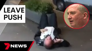 Barnaby Joyce under pressure after being filmed lying on Canberra footpath | 7 News Australia