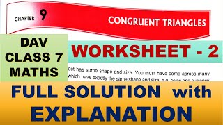 DAV CLASS 7 MATHS CHAPTER 9 | WORKSHEET 2 | FULL SOLUTION | MATHS SOLUTION | EXPLANATION