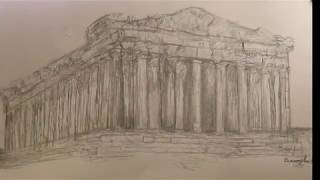 Artbyevangelos.com pencil sketch drawing of the Parthenon
