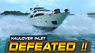 HAULOVER SLAMS SUPER YACHT - ANGRY WAVES !! BOAT ZONE
