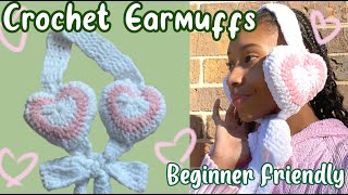 Crochet Heart Earmuffs I Beginner friendly