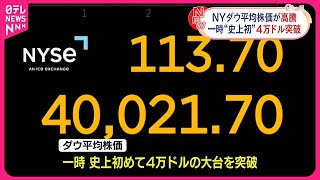 【NYダウ】史上初めて一時4万ドルを突破