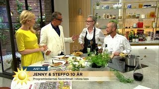 Härlig mat och vin när vi firar Jenny och Steffos 10-årsjubileum - Nyhetsmorgon (TV4)