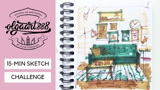 Eps. 4✏️15-MIN SKETCH CHALLENGE: how to draw a room with markers