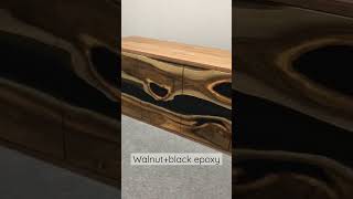 Chest of drawers made of walnut and black epoxy