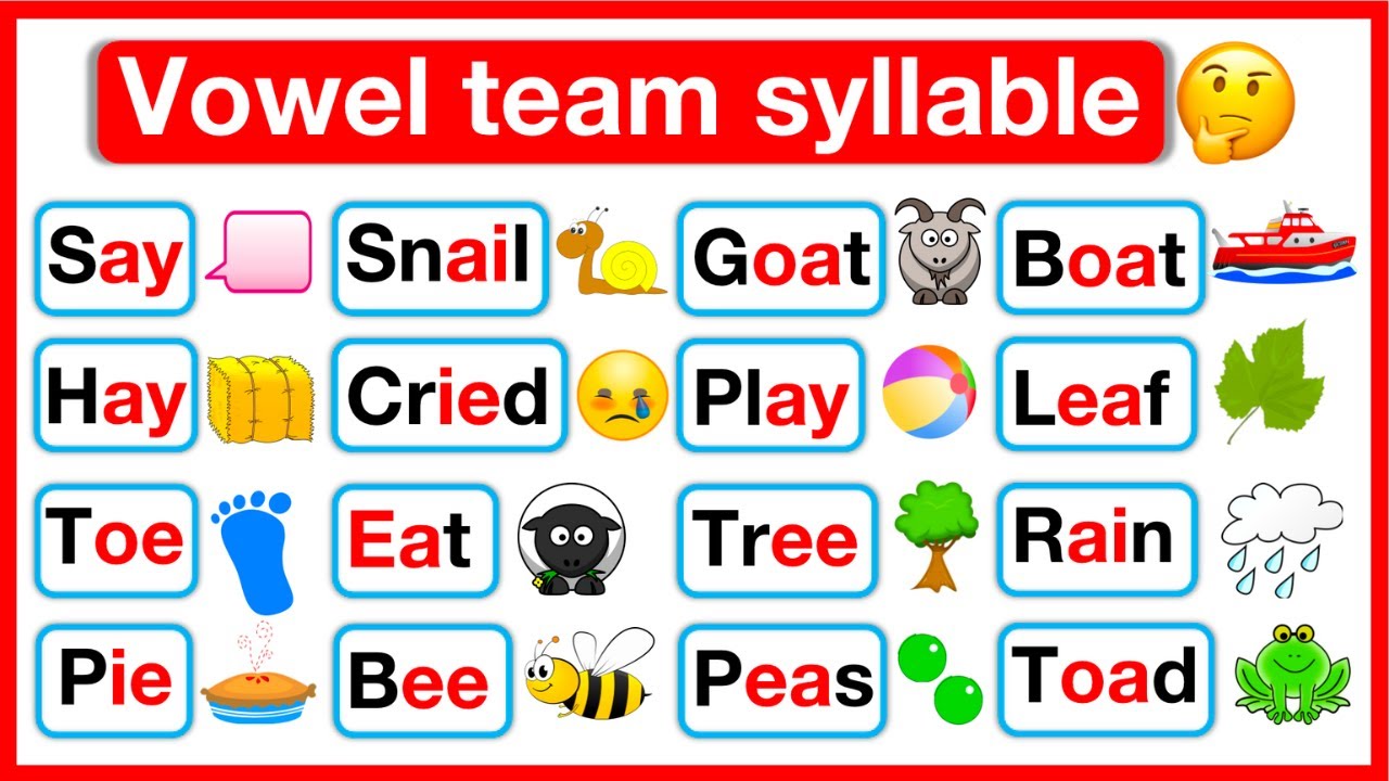 What Is A Vowel Team Syllable Example Free Worksheets Printable