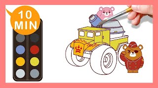 《坦克車 Tank》認識顏色Coloring for kids｜Painting｜Coloring｜Drawing｜Art｜【畫畫魔法】YOYO點點名S22｜著色畫兒童節目