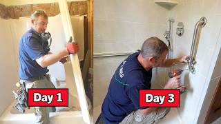 WOW! One Man Tub to Tile Shower Remodel in 3 Days! Start to Finish Timelapse