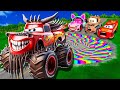 Rainbow Pit Transform In Big & Small: Lightning Mcqueen  & Mater vs  Pixar Cars! Beam.NG Drive!