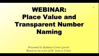 Place Value and Transparent Number Naming