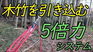 少しだけ専門的な道具（2万円）を使って、木竹を引き込む。