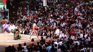 平成27年9月場所 4日目 勝ち名乗りを受ける遠藤関