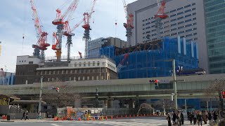 高さ283m　日本橋一丁目中地区再開発（ウォルドーフ・アストリア東京日本橋進出予定地）の建設状況（2024年2月10日）