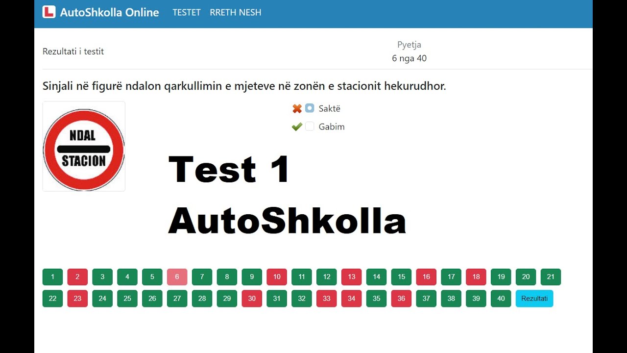 Test 1 - Autoshkolla 2021 - Totali 40 Pyetje | Kategoria: A1,A2,B1,B ...