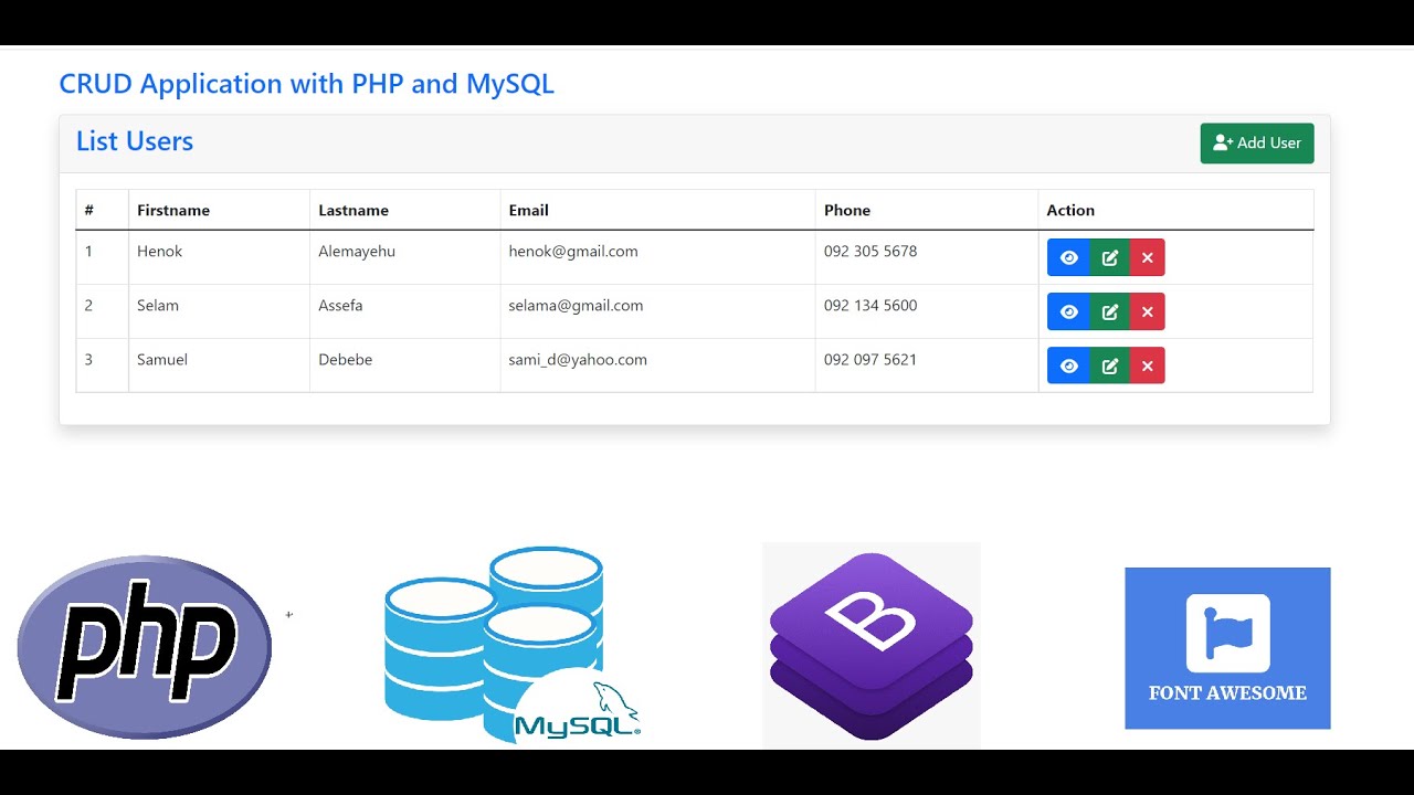 Simple CRUD Application With PHP MySQL And Bootstrap - Part 2 - YouTube