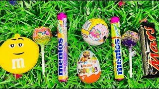 Satisfying video Asmr sweet unpacking rainbow lollipop and mash mellow juice draggee candies \u0026 toys