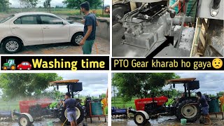 PTO GEAR ME PROBLEM AA GAI😟😔 ||car or tractor ko wash kiya || #modified 855|| #vlog 2