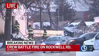 VIDEO: Fire closes Pane, Rockwell roads in Newington