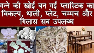 गन्ने की खोई बन गई Plastic का विकल्प, थाली, प्लेट, चम्‍मच और गिलास सब उपलब्ध |plate, spoon and glass