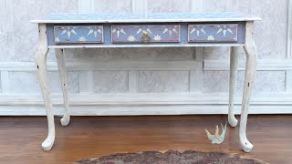 Stenciled Furniture Makeover, Texture, #upcycle #furnitureflip #furnitureart