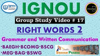 IGNOU | BAEGH | MEG | BAG | BCOMG | BSWG | BSCG | RIGHT WORDS 2 |Grammar and  Communication